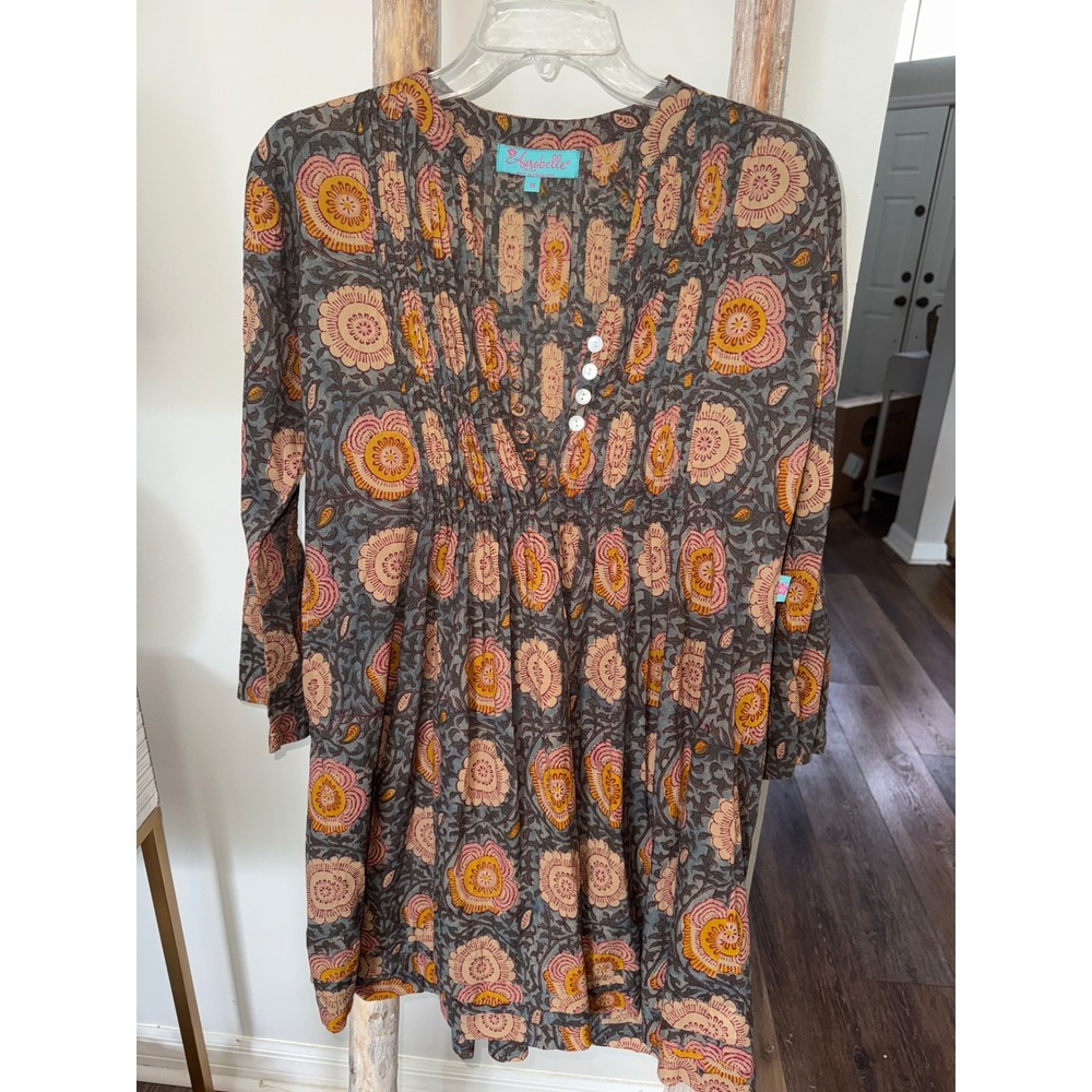 Floral Smocked Brown Boho Dress